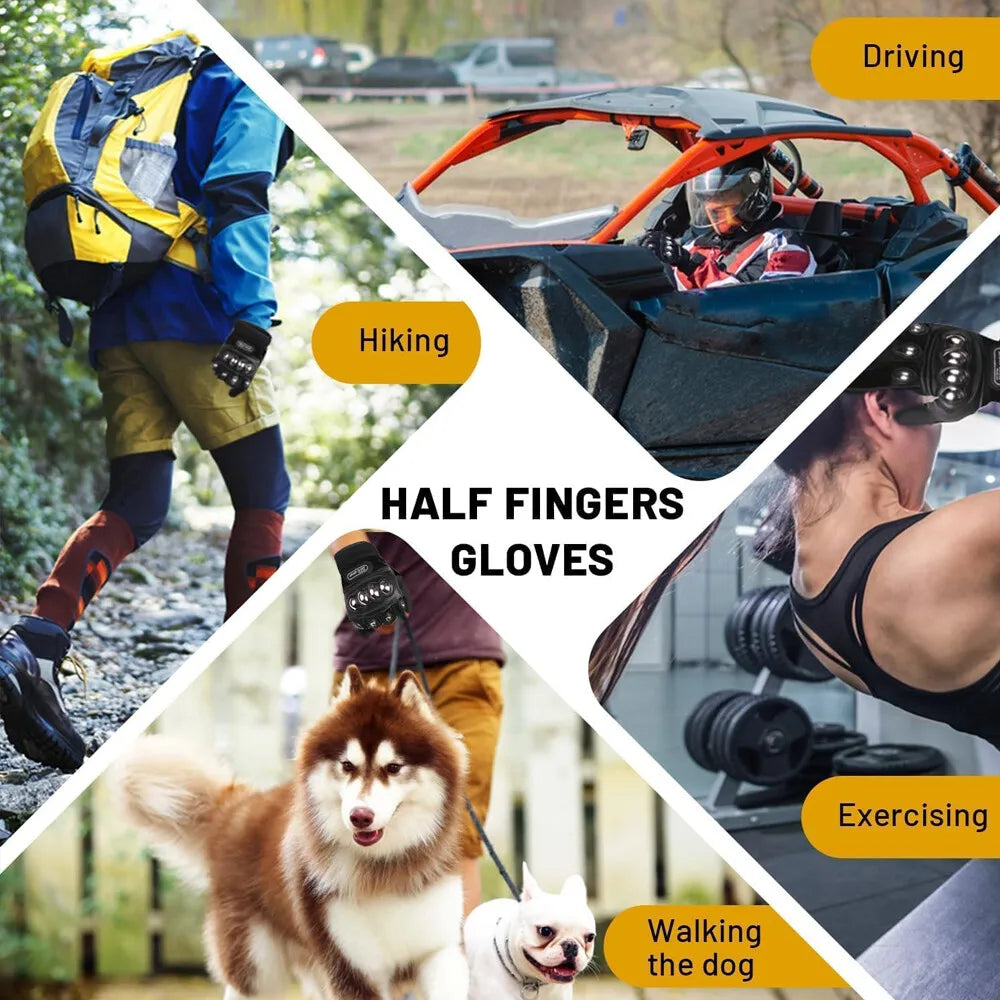 Unisex Fingerless Motorcycle Cycling Gloves Breathable Microfiber