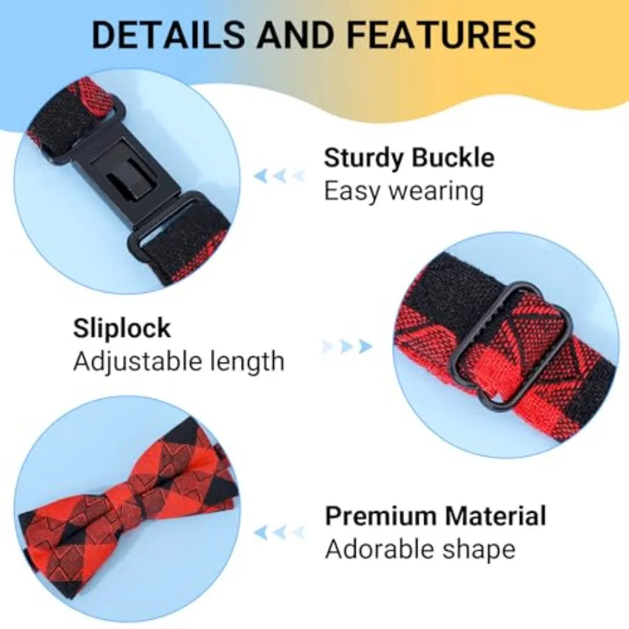 Puppy Bow Ties, 10 PCS Dog Bowtie Collar Bulk Holiday Cat Collar Grooming Bows for Pet Photography Festival Party Neck Wear Gif