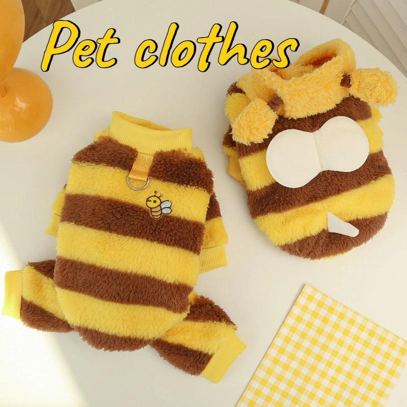 Bee Plush Pet Costume Warm Clothing for Dogs and Cats