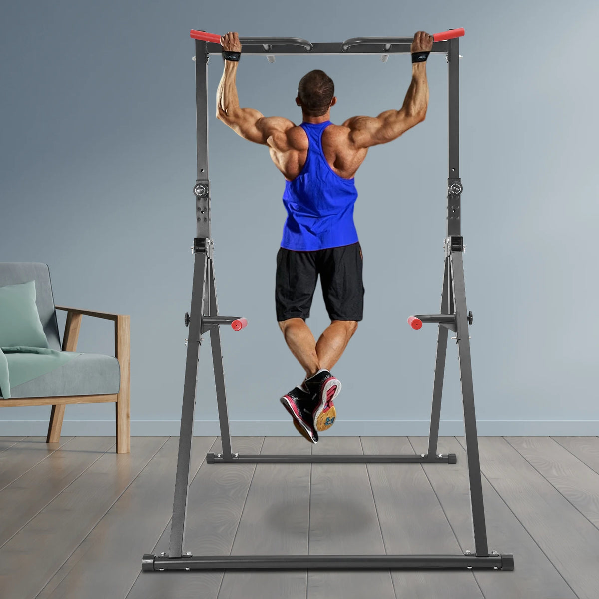 Power Tower Pull Up Bar Dip Station Free Standing Gym