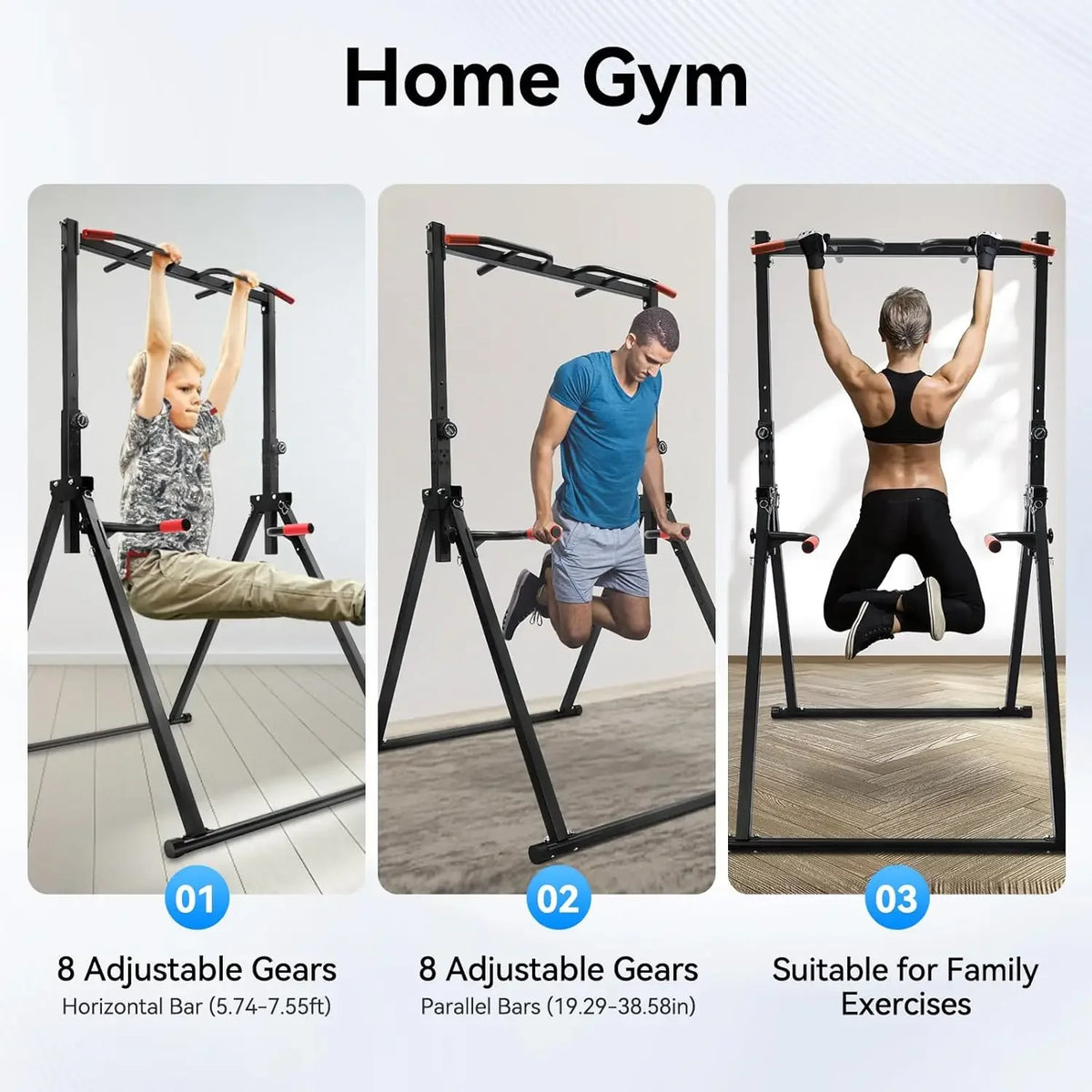 Power Tower Pull Up Bar Dip Station Free Standing Gym