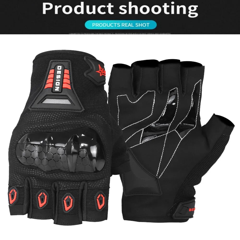Unisex Fingerless Motorcycle Cycling Gloves Breathable Microfiber