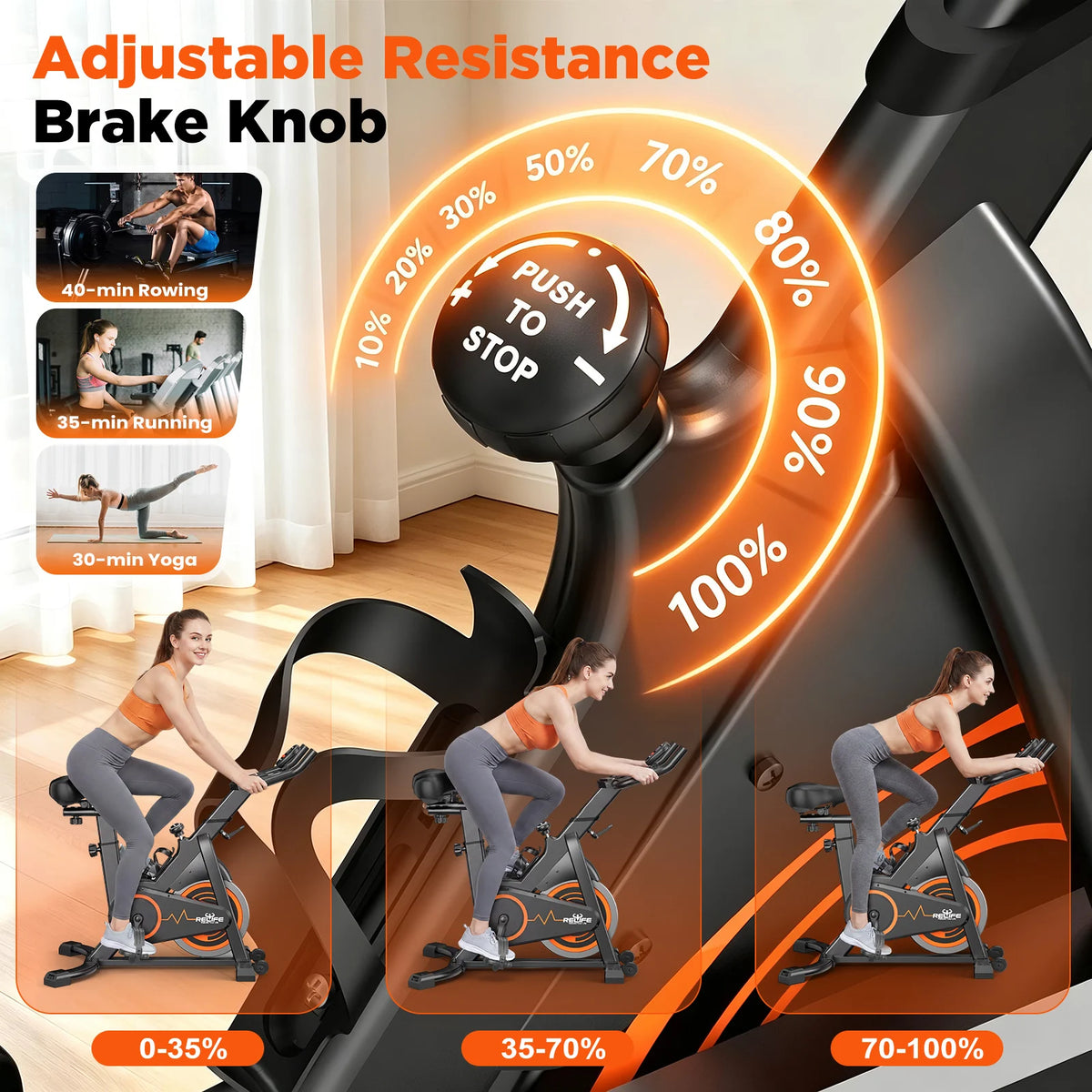 Stationary Bike Belt Drive Indoor Cycling With LCD Monitor