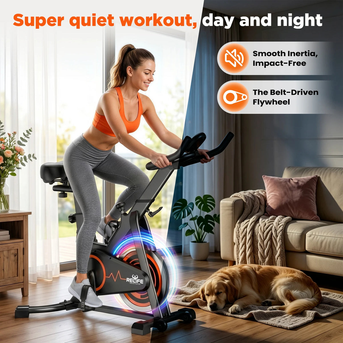Stationary Bike Belt Drive Indoor Cycling With LCD Monitor