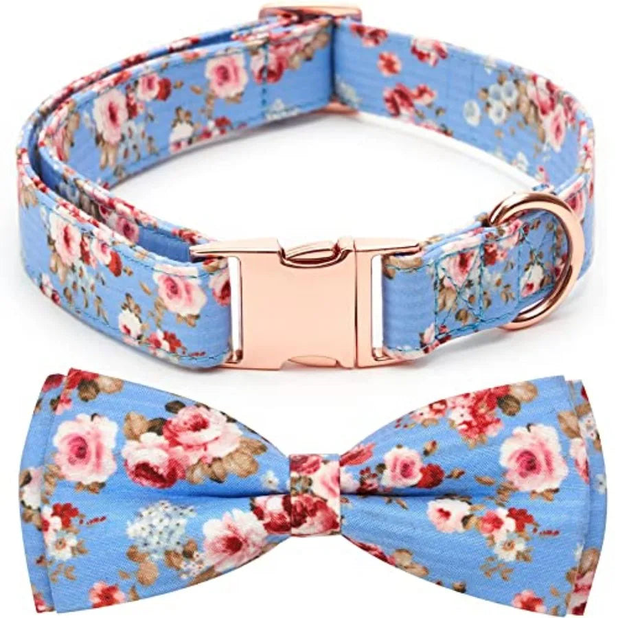 Adjustable Bow Tie Dog Collar Printed Cute Patterns Spring Summer Soft Pet Collars for Dogs