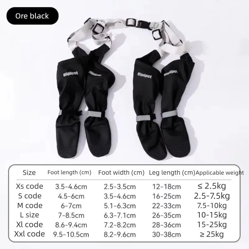 Adjustable Dog Boots With Suspenders And Anti Slip Snow Protection