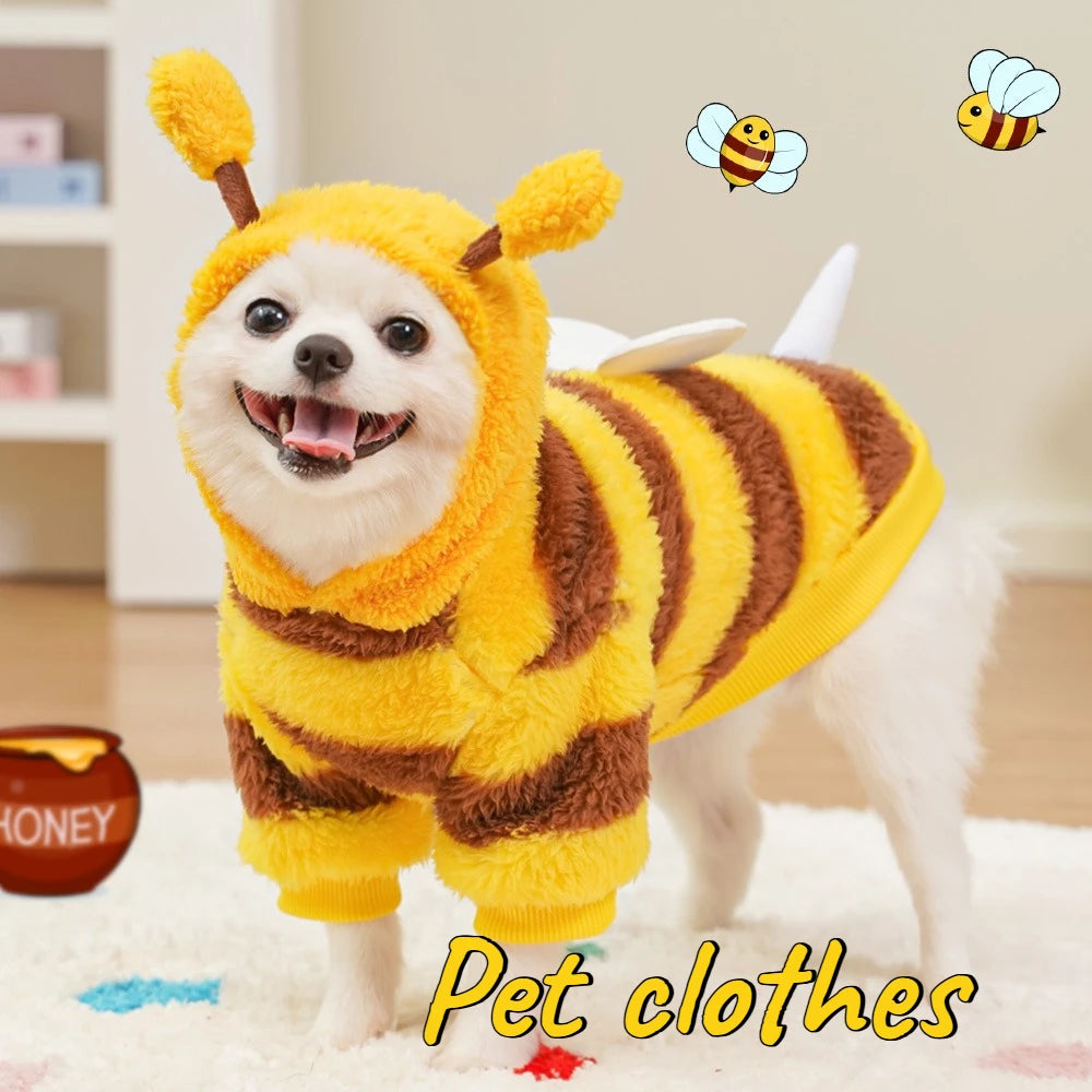 Bee Plush Pet Costume Warm Clothing for Dogs and Cats