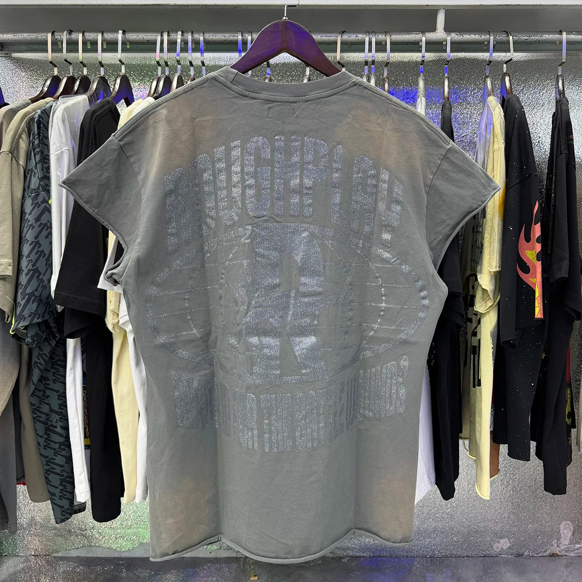 New 26SS Rough Play Thuglife Print Street Fashion 100% Cotton Men's and Women's Loose Short Sleeved T-shirt Y2K Men Vest T-shirts Tops