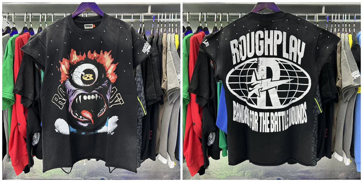 New 26SS Rough Play Thuglife Print Street Fashion 100% Cotton Men's and Women's Loose Short Sleeved T-shirt Y2K Men Vest T-shirts Tops