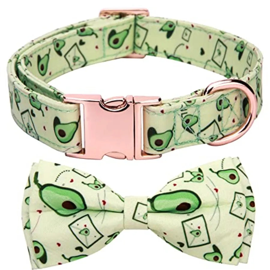 Adjustable Bow Tie Dog Collar Printed Cute Patterns Spring Summer Soft Pet Collars for Dogs