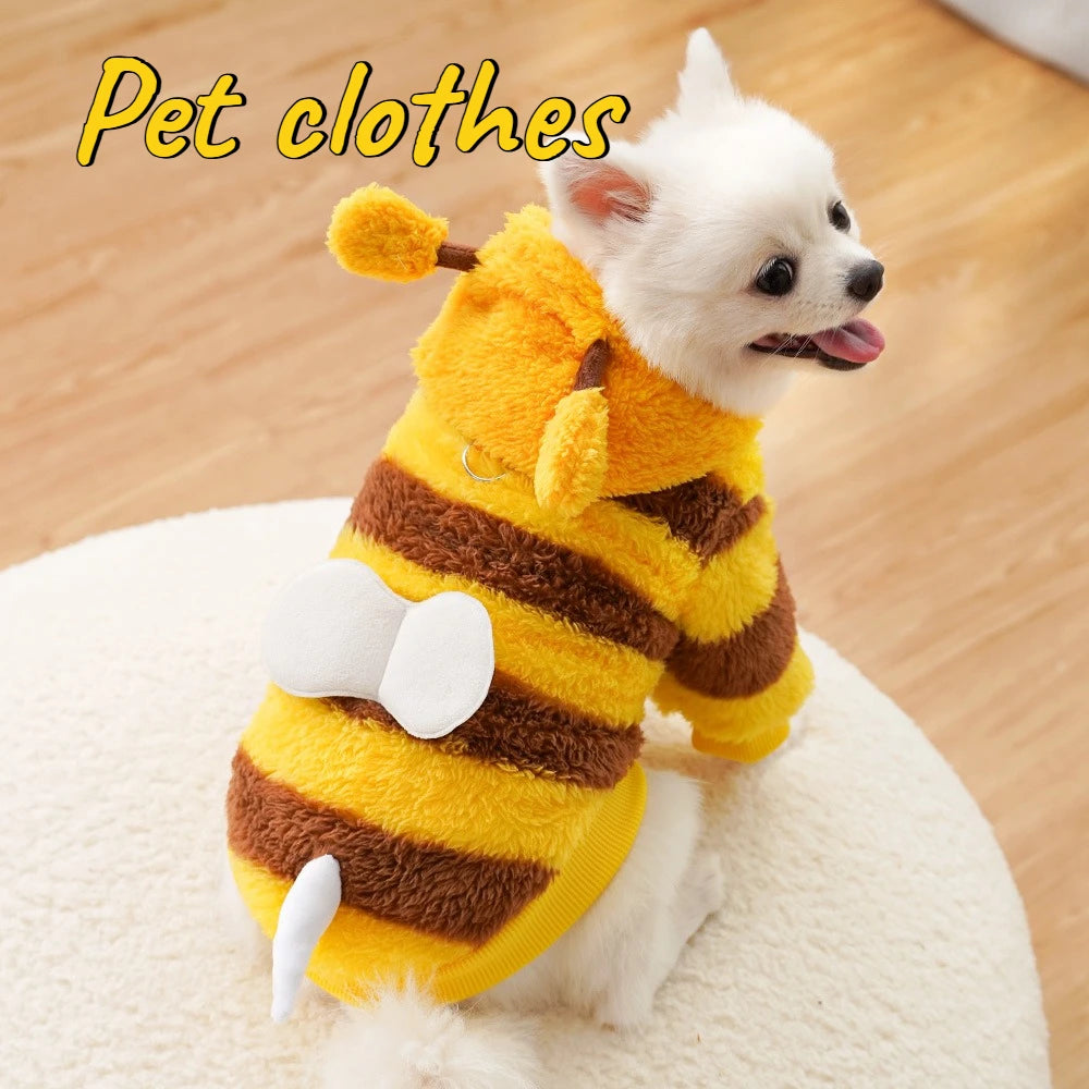 Bee Plush Pet Costume Warm Clothing for Dogs and Cats