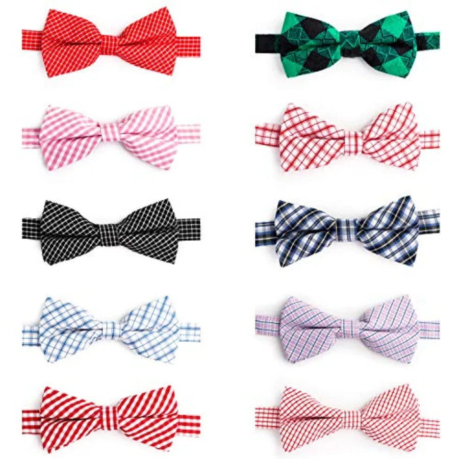 Puppy Bow Ties, 10 PCS Dog Bowtie Collar Bulk Holiday Cat Collar Grooming Bows for Pet Photography Festival Party Neck Wear Gif