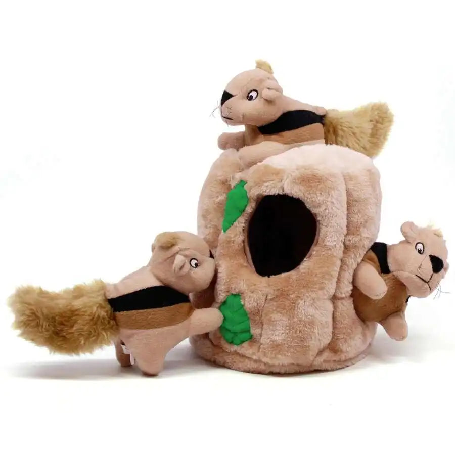 Interactive Plush Squirrel Hide And Seek Toy With Squeaky Squirrels
