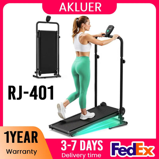 AKLUER Motorless Treadmill With Dual Flywheels Fixed Incline LCD Monitor