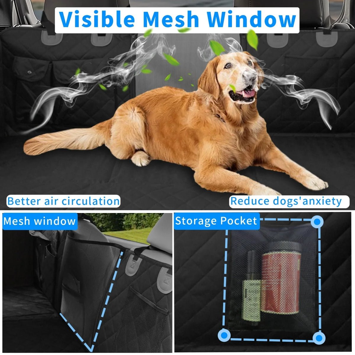 BingoPaw Waterproof Dog Car Seat Cover With Hard Bottom Extender