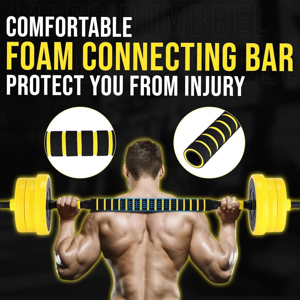 HiMISS 44 Lbs 2-In-1 Adjustable Dumbbell and Barbell Set