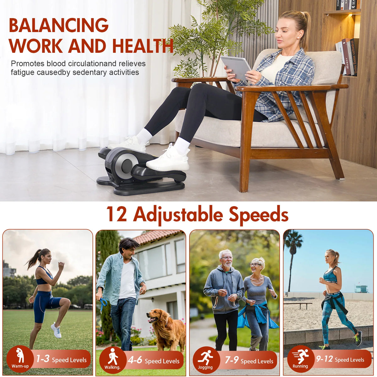 Gamewiu Under Desk Elliptical Mini Exerciser With LCD Display