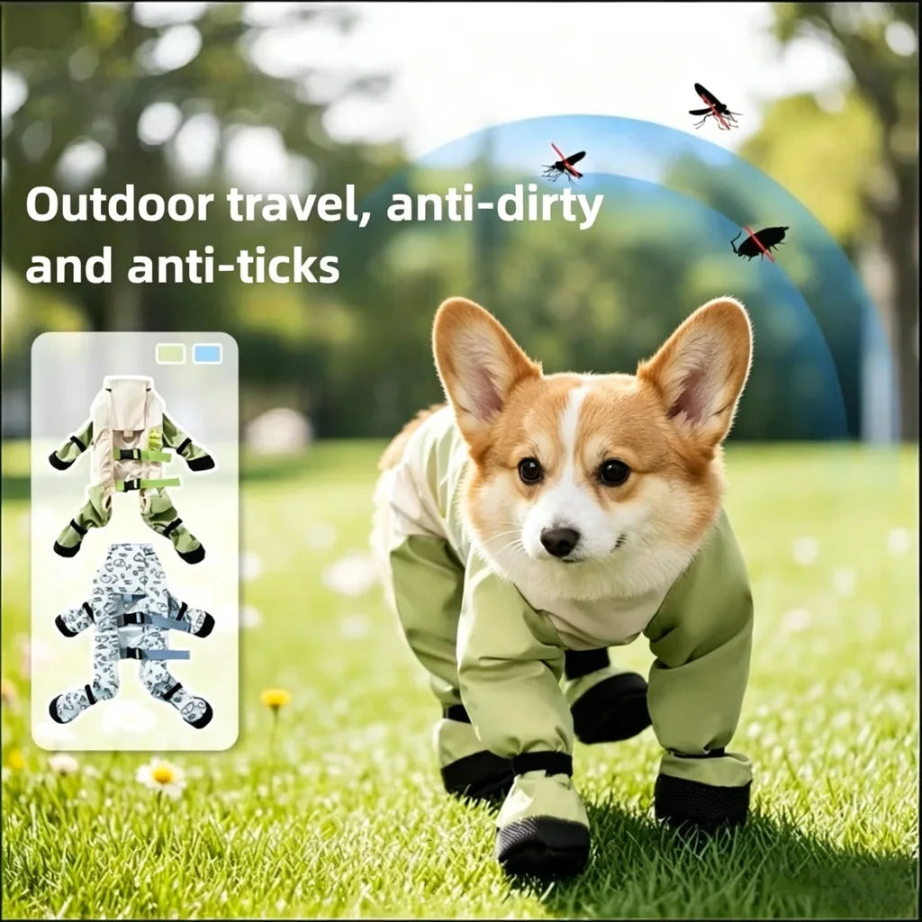 Adjustable Dog Boots With Suspenders And Anti Slip Snow Protection