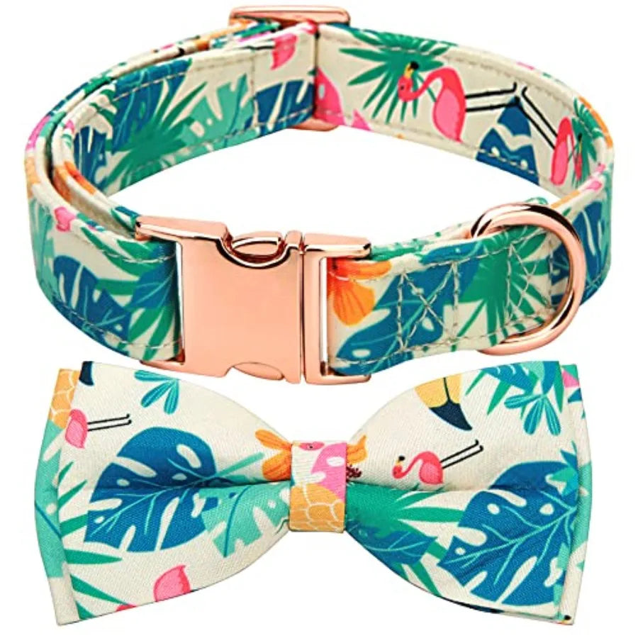 Adjustable Bow Tie Dog Collar Printed Cute Patterns Spring Summer Soft Pet Collars for Dogs