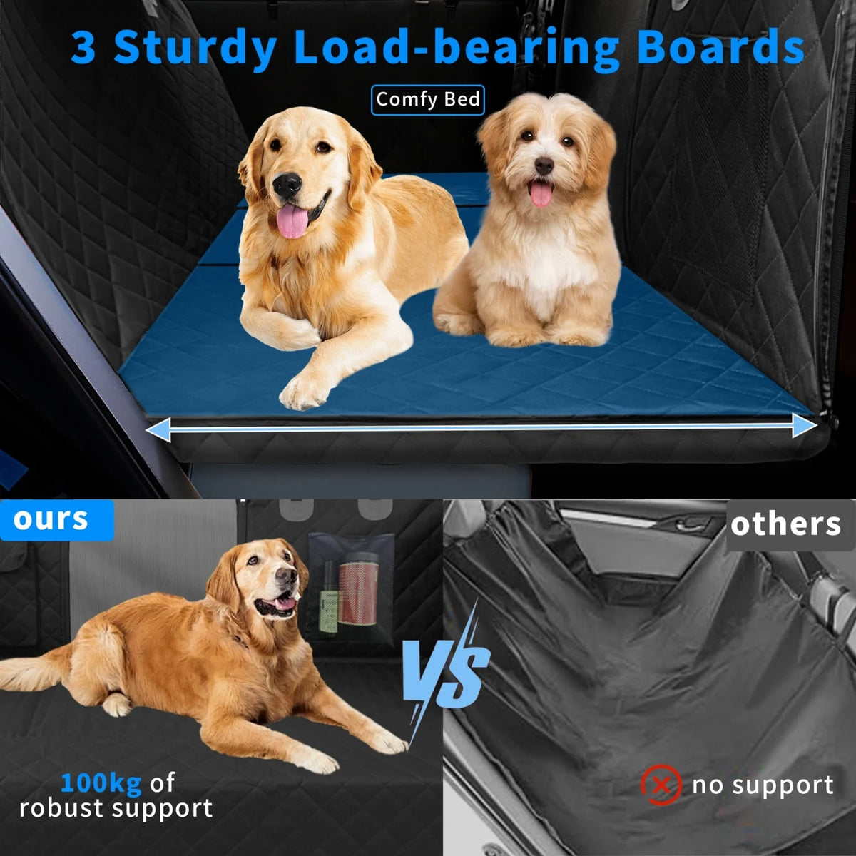 BingoPaw Waterproof Dog Car Seat Cover With Hard Bottom Extender