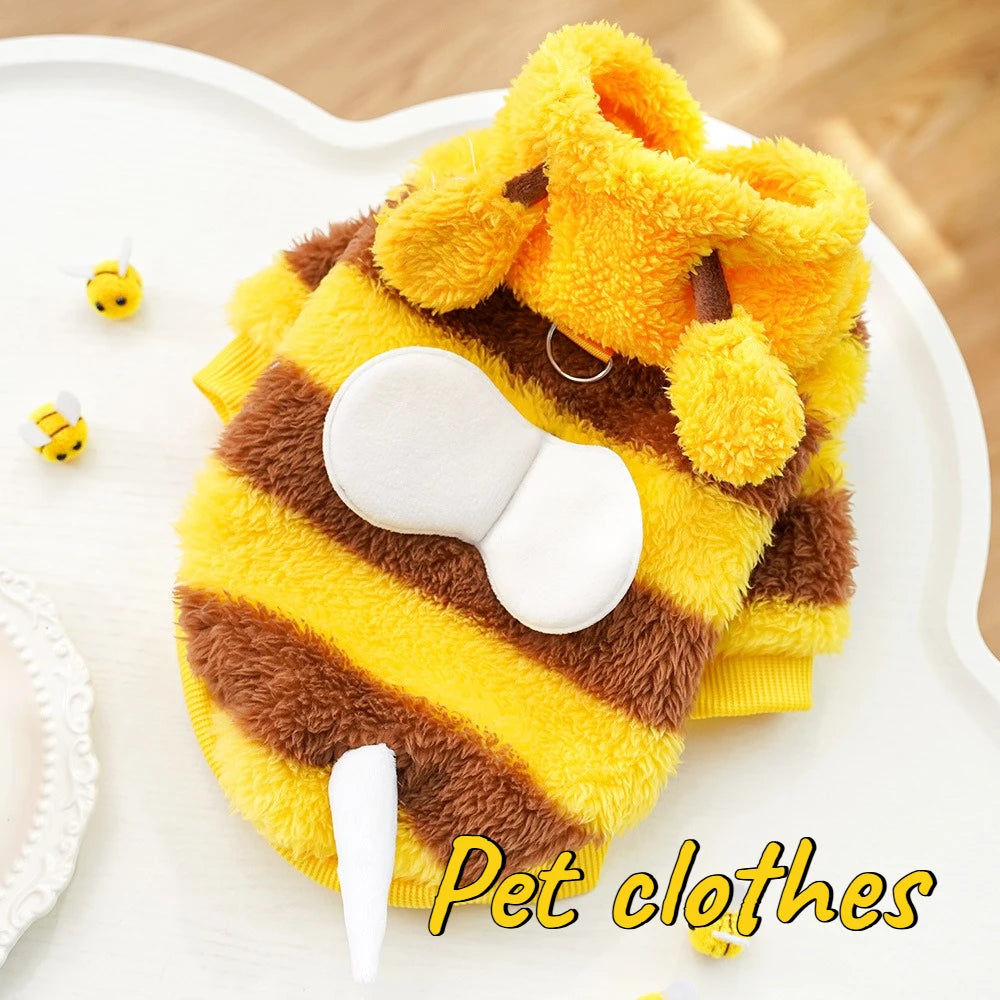 Bee Plush Pet Costume Warm Clothing for Dogs and Cats