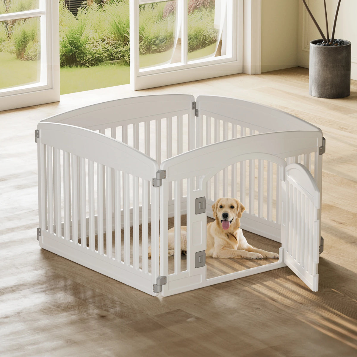 JHK Folding Plastic Dog Playpen for Indoor and Outdoor Use