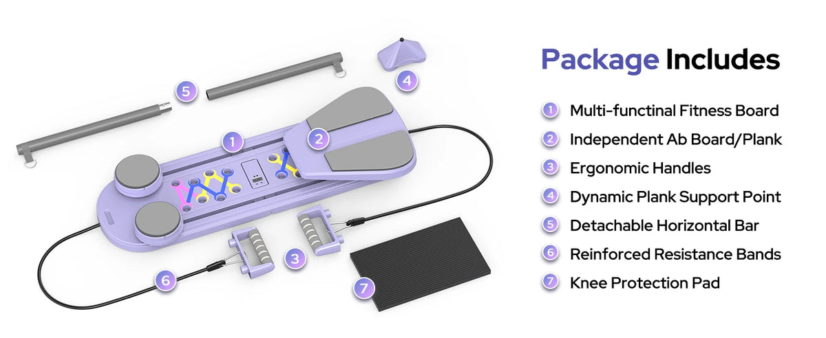 Foldable Pilates Reformer Set 7 In 1 Portable Core Trainer