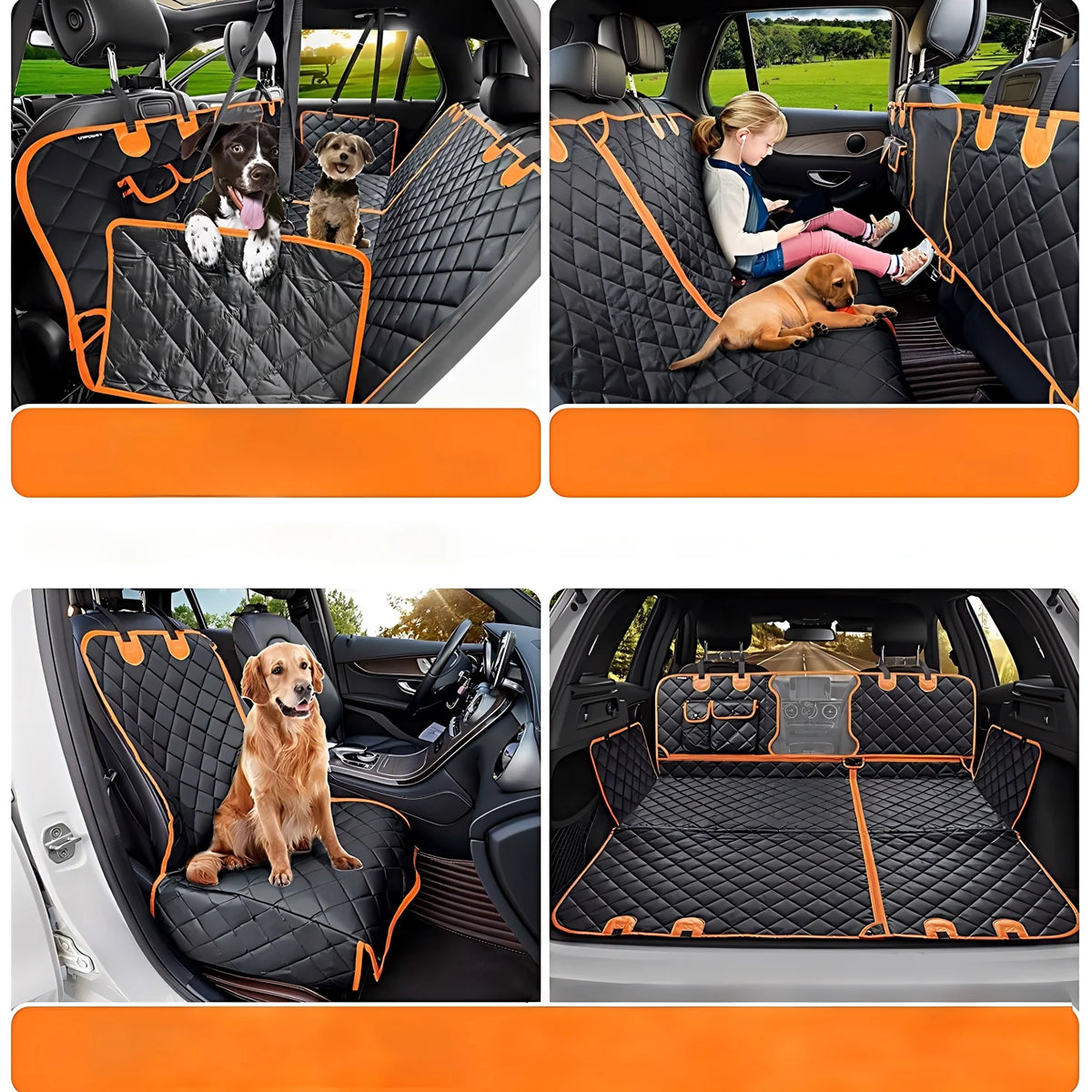 Waterproof Dog Car Seat Hammock Cover With Side Flaps And Pockets