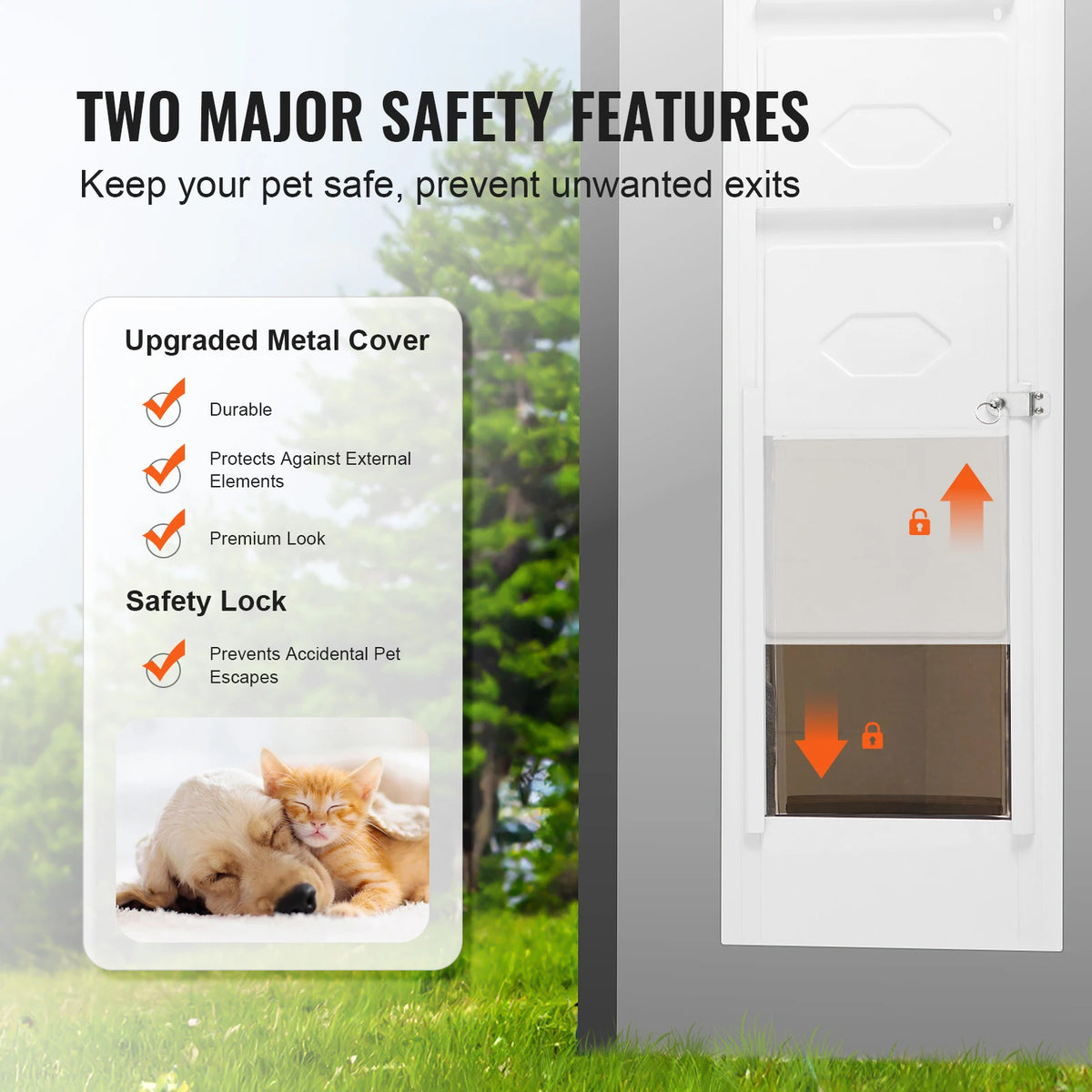 SucceBuy Adjustable Height Dog Door With Sliding Glass Aluminum Frame