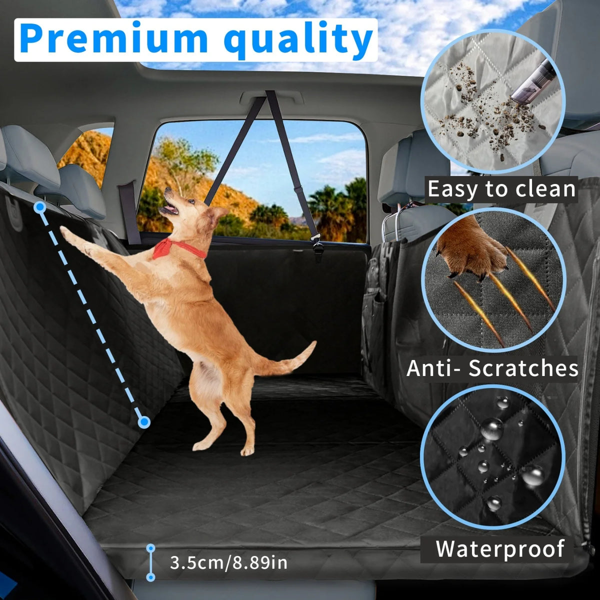 BingoPaw Waterproof Dog Car Seat Cover With Hard Bottom Extender