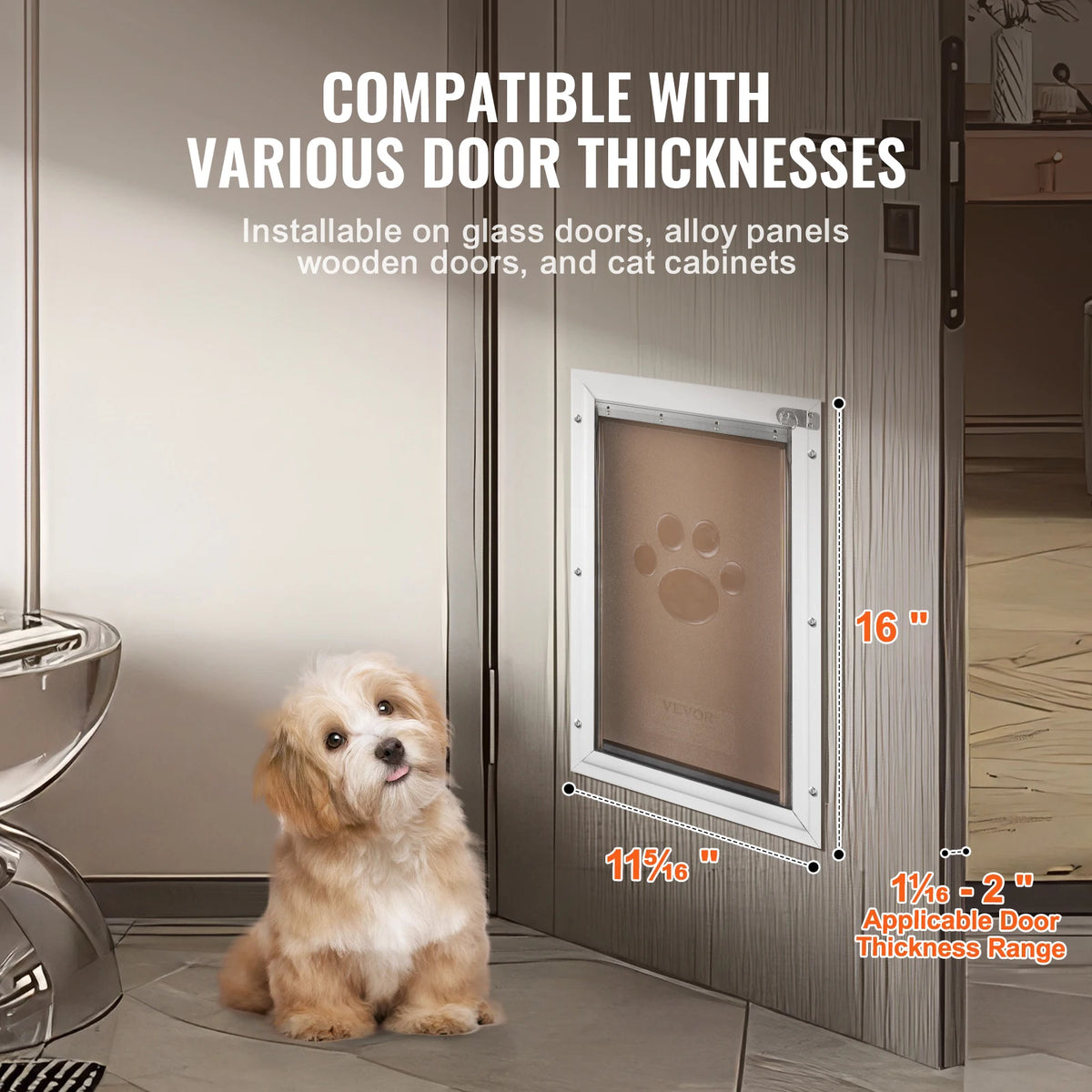 SucceBuy Pet Door Aluminum Frame With Lock Weatherproof Flap