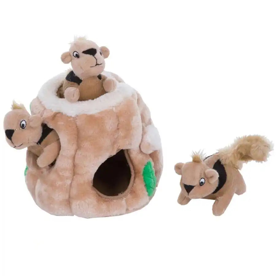 Interactive Plush Squirrel Hide And Seek Toy With Squeaky Squirrels