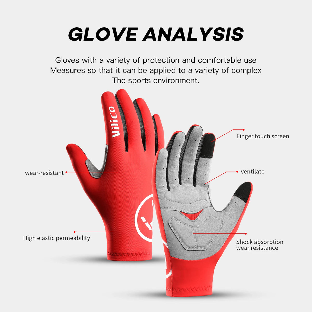 Outdoor Cycling Gloves With Sensitive Touch Screen And Wear Resistant