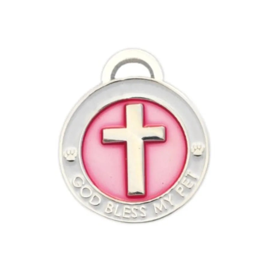 Pet Collar Charm, Cross, Small, Pink