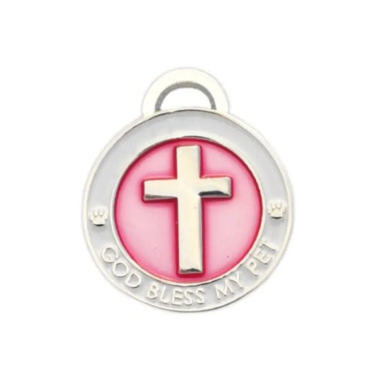 Pet Collar Charm, Cross, Small, Pink