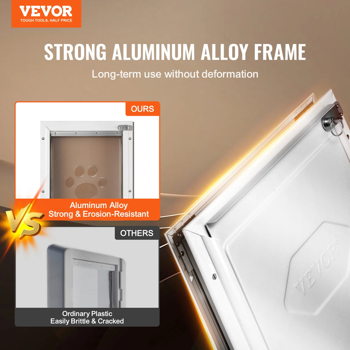 SucceBuy Pet Door Aluminum Frame With Lock Weatherproof Flap