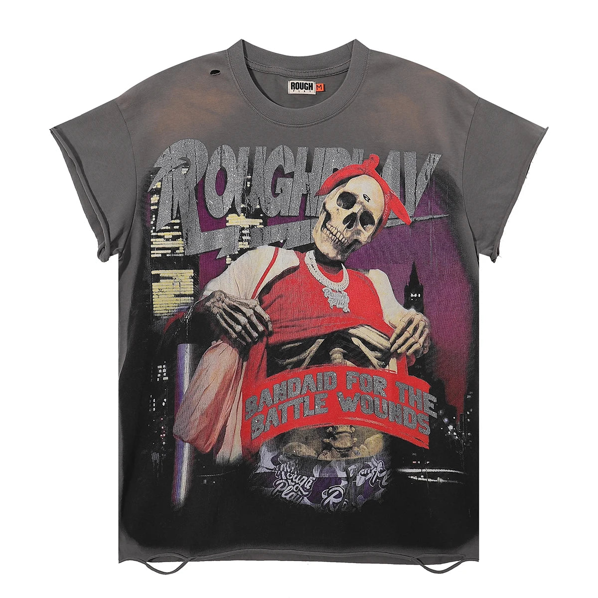 New 26SS Rough Play Thuglife Print Street Fashion 100% Cotton Men's and Women's Loose Short Sleeved T-shirt Y2K Men Vest T-shirts Tops