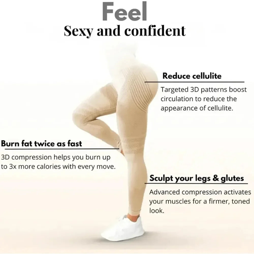 3D Anti Cellulite High Waist Tummy Butt Lift Yoga Leggings Stretch Gym Workout Fitness Pants All Season Women