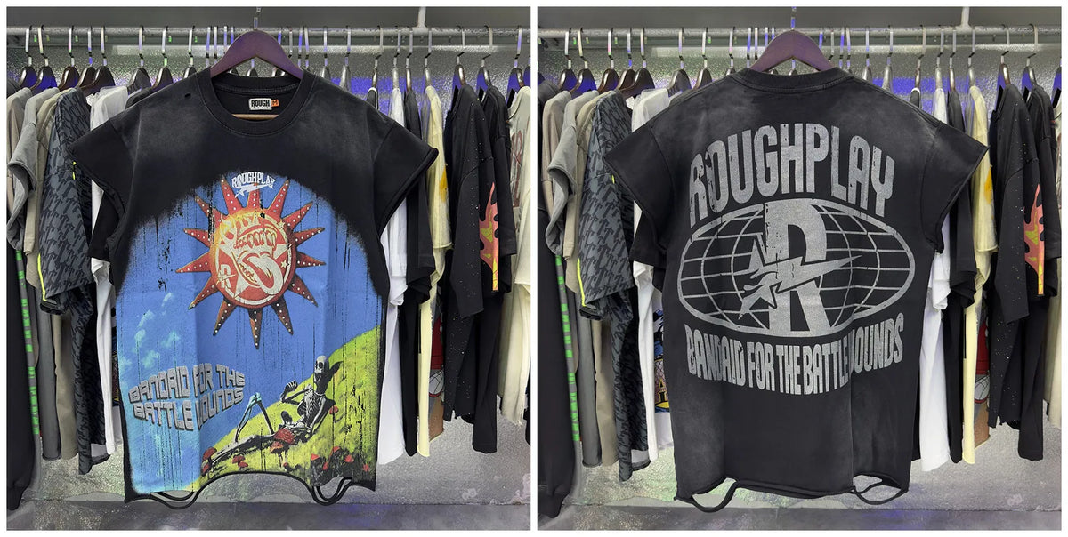 New 26SS Rough Play Thuglife Print Street Fashion 100% Cotton Men's and Women's Loose Short Sleeved T-shirt Y2K Men Vest T-shirts Tops