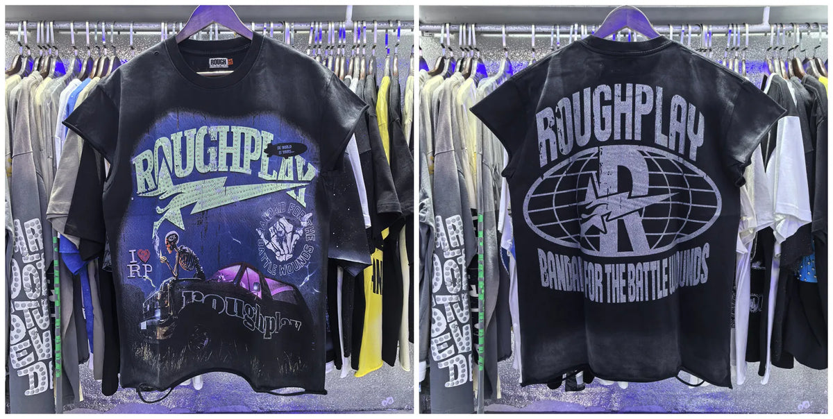 New 26SS Rough Play Thuglife Print Street Fashion 100% Cotton Men's and Women's Loose Short Sleeved T-shirt Y2K Men Vest T-shirts Tops