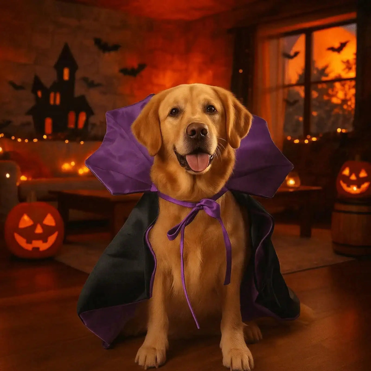 Halloween Stand Collar Pet Costume Cape for Dogs and Cats