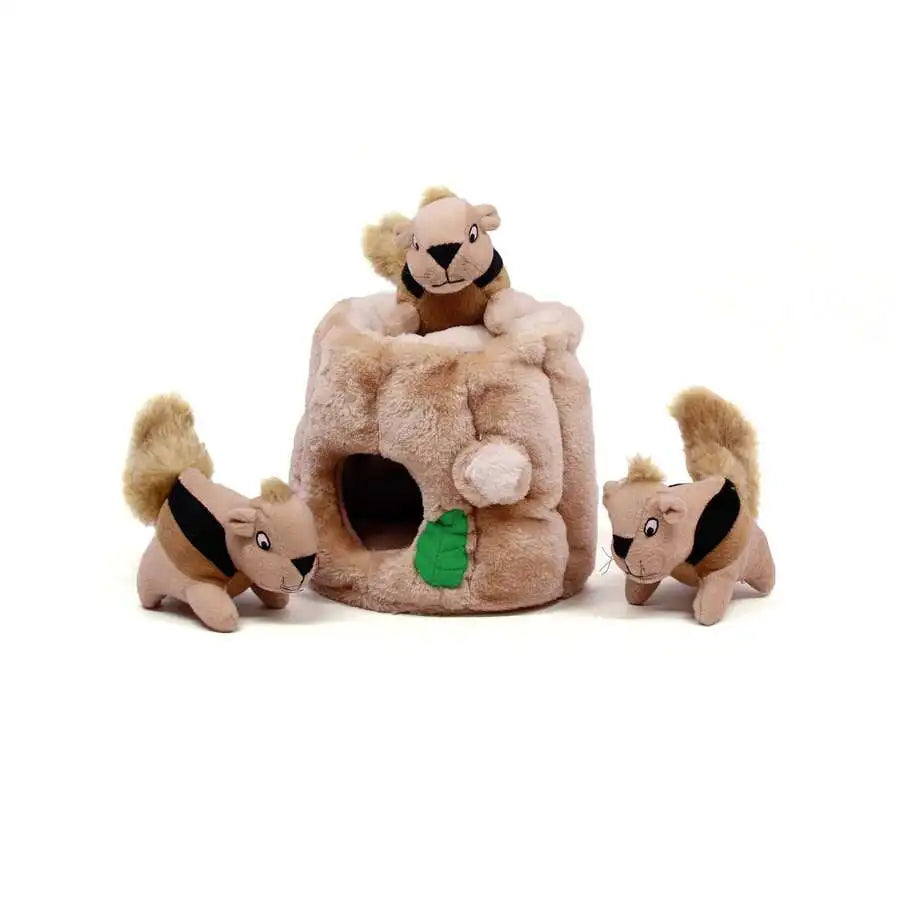 Interactive Plush Squirrel Hide And Seek Toy With Squeaky Squirrels