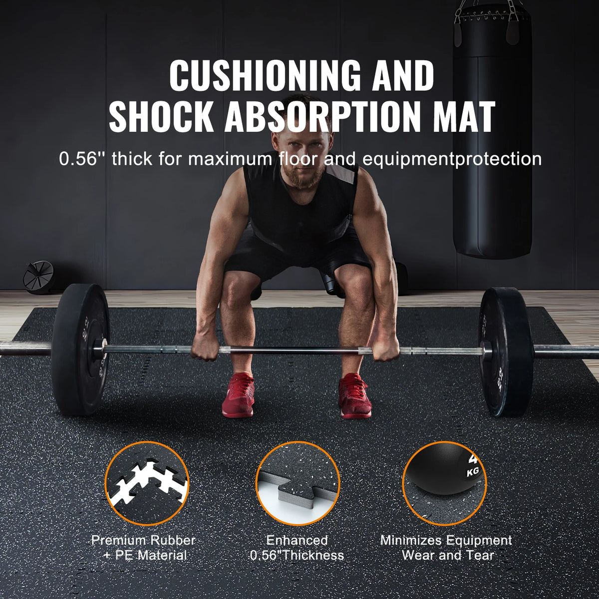 SucceBuy 0.56 Inch 25 Tiles Rubber Top with EVA Foam Thick Floor Mats 24/48/100 sq.ft Coverage Interlocking Puzzle for Gym Home